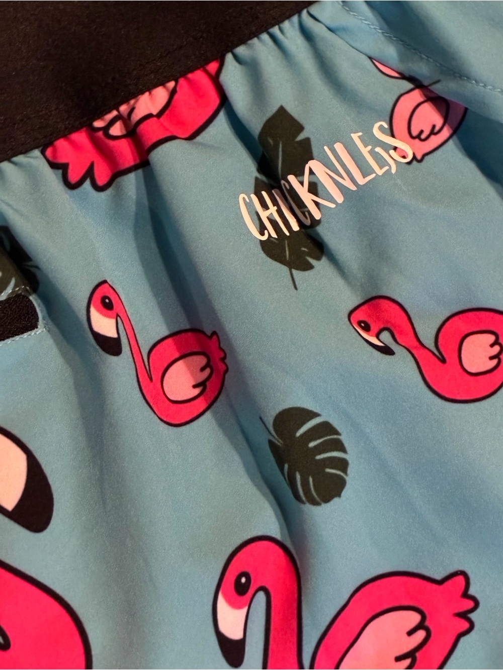 Women's Chicknlegs Blue Flamingo 1.5" Split Shorts - Picture 6 of 7